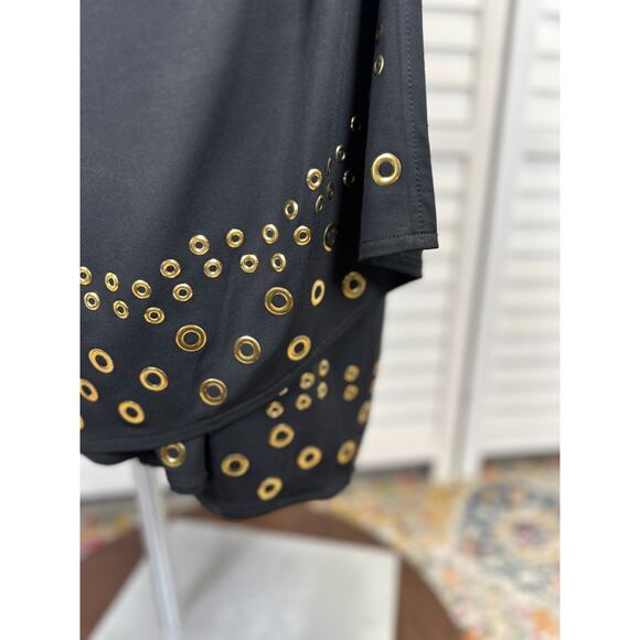 New Ashro Black Faux Wrap Church Dress Grommet Trim‎ Long Sleeve Size XL - Picture 7 of 10